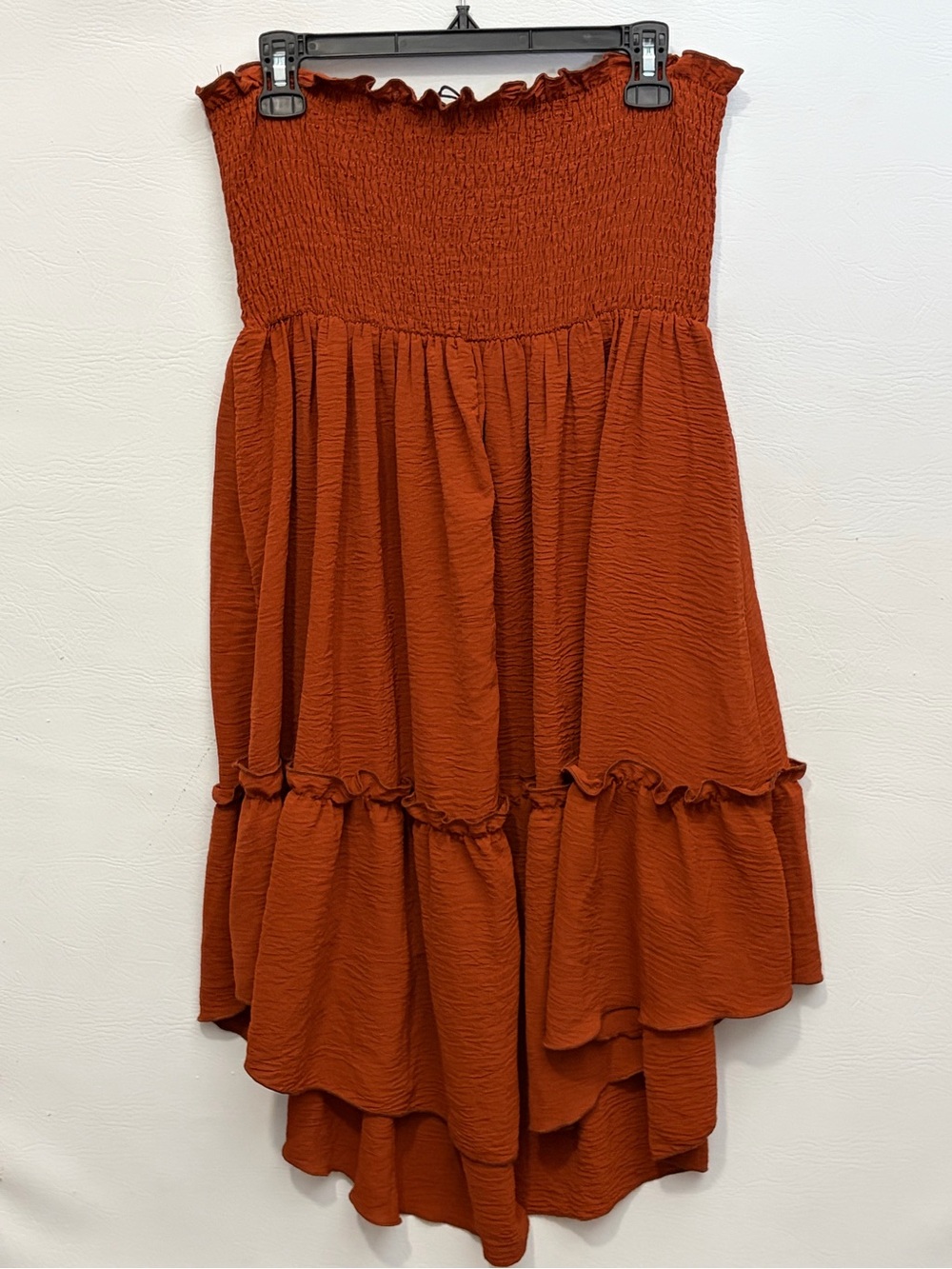 Cider Rust Smocked High-Low Ruffle Dress Large - Picture 4 of 7